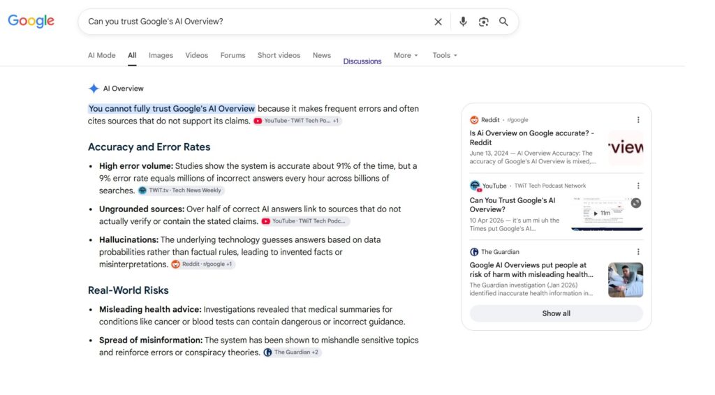 Can you trust Google AI's Overview