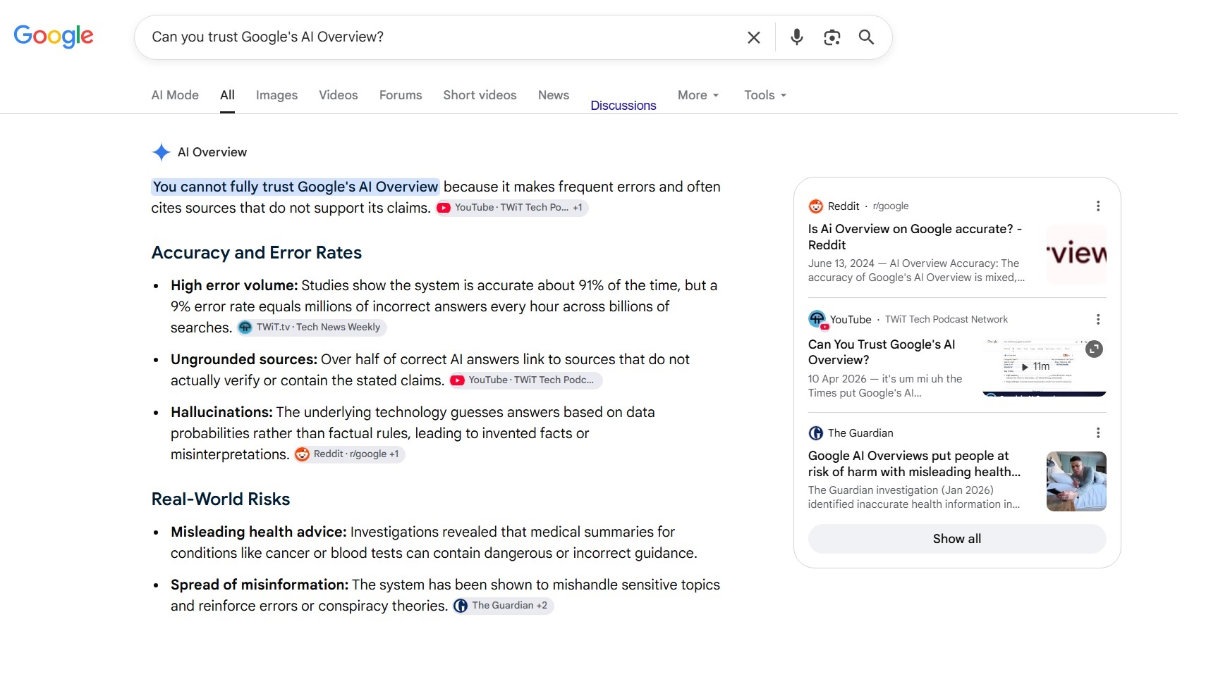 Can you trust Google AI's Overview